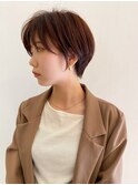 20代30代40代50代コンパクトショート　ピンクブラウン