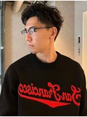 ツーブロック ニュアンスパーマ アップバング ビジネスヘア 30代