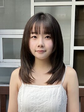 プレイスインザサン(PLACE IN THE SUN) 【村岡】透明感olive beige /layer cut