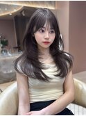 ミニウルフレイヤーカット顔周り前髪韓国ミディアムロング/池袋