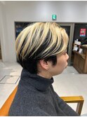 メンズマッシュブリーチカラーブロンドカラーハイライトカラー