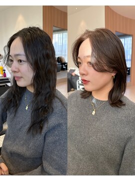【哉汰】くびれミディアム/ココアブラウン/顔周りカット20代