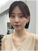 ＊20代30代ミニボブレイヤー丸みボブ前髪ありボブ顔周りレイヤー