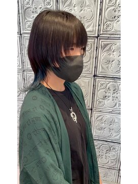 アース 郡山コスモス通り店(HAIR&MAKE EARTH) ダーク×ブルーインナーのウルフレイヤー