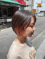 スウィープ 札幌大通(sweep)&nbsp;丸みショート×サーモンピンクインナーカラー