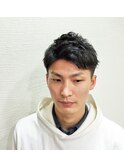 黒髪ビジネスツーブロックウェーブ