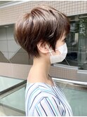 大人可愛い前髪ありのひし形マッシュショートパーマ20代30代小林