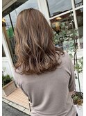 透明感♪髪質改善カラー小顔艶感ミディミルクティーベージュ