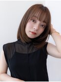 20代30代大人可愛い斜めバング/レイヤーカットグレージュカラー