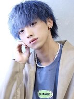 コンフィデンス メンズヘアー(confidence MEN'S HAIR) ブルージュスパイラルパーマ ハイトーンマッシュウルフ