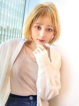 アグ ヘアー ランド 盛岡上田店(Agu hair land) 《Agu hair》フェザーバング×海外風ミニボブ