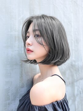 フォーハウス プラスエヌ(FOURHAUS +n) 20代30代40代　黒髪透明感サイドバング大人ボブ＃66