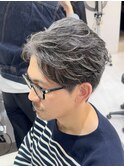 50代40代白髪ぼかしシルバーメッシュバレイヤージュ