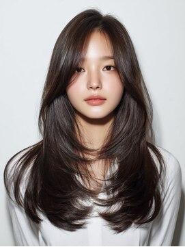 アース 上本町店(HAIR&MAKE EARTH) 20代30代◎ダークアッシュ×韓国風くびれレイヤーミディ