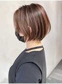小顔くすみベージュ秋色ピンクヘアー_ba394631