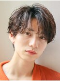 フェザーパーマニュアンスパーマセンターパート韓国マッシュ黒髪