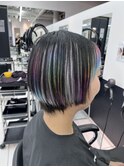 アッシュブラック×レインボーカラー
