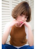 [ALLY阿部]ミルクティーベージュ×切りっぱなしボブ