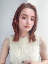 アグ ヘアー アビー古川2号店(Agu hair abbey) 《Agu hair》ベビーピンク×かきあげストレートロブ