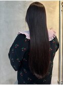 ロング ストレート パープル インナーカラー ブリーチ