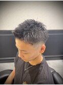 ビジネスショートスパイキーショートパーマツーブロック刈り上げ