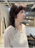 山本/レイヤーパーマウルフカット前髪顔周りブリーチなしカラー