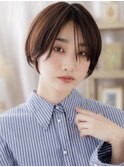小顔補正カットうざバング透明感丸みショートc7大宮