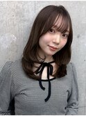 美髪ワンカールレイヤーミディアムシースルーバングヘア
