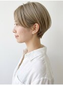 ナチュラルショート/大人ショートボブ/ミルクティーブロンド