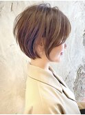 前下がりひし形ショートボブ30代40代50代くびれヘア丸顔面長銀座