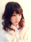 20代30代40代ミディアムウェーブパーマくびれひし形抜け感