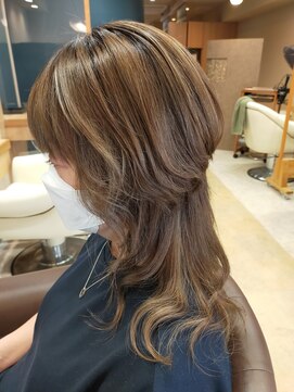 ヘアサロンアンドヘアメイクディー(hair salon hair make D) 仙台D ロングウルフレイヤーバレイヤージュふんわりカールstyle