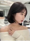 フェイスレイヤーボブ/グレージュ/シースルーバング/韓国ヘア