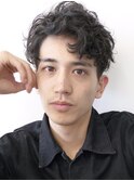梅田シャドウパーマ波巻きパーマセンターパートメンズマッシュ