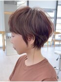 丸顔/ミニウルフ/チェリーブラウン/ショートボブ