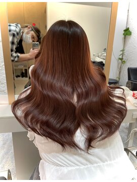 ブレンド 渋谷(BLend) ハイライトカラーくびれヘアアプリコットオレンジ