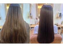 ドライヤーで乾かすだけで感動の仕上がりに♪髪本来の質感を実感していただくため、オイルなしでドライ◎