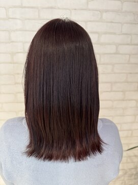 ビス ヘア アンド ビューティー 西新井店(Vis Hair＆Beauty) 20代30代外ハネミディアムボブ顔まわりレイヤーピンクブラウン