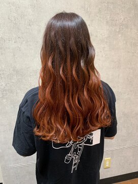 ヘアーワークス ボナ(HAIR WORKS bona.) 似合わせパーマ×グラーデーションカラー【オレンジベージュ】