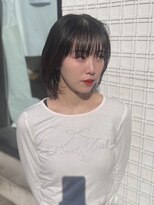 ヘアー アレス(hair ales)&nbsp;黒髪 ボブルフ ネビージュ 小顔 ワンレン