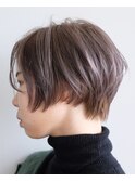 ミルクティー#ダブルカラー#前下がりショート#ケアブリーチ