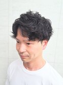 センターパート×ウェーブパーマ
