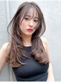 韓国ヘアワンカールレイヤーカット小顔カットショコラベージュ