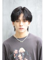 ブラック 渋谷 2nd(BLUCK) 渋谷黒髪センターパートニュアンスパーマ毛流れリバースパーマ