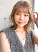 ◎ミニウルフホワイトグレージュデジタルパーマチェリーブラウン