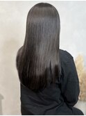 就活カラーダークグレージュ＊艶髪ストレート透明感カラー