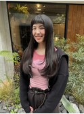 オン眉姫カット顔まわりレイヤーナチュラルストレート