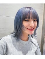 ピークアブー アヴェダ ギンザシックス(PEEK-A-BOO AVEDA GINZASIX) フェイスレイヤー/ブルーカラー/ハイトーンレイヤーボブ/ウルフ