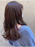 アッシュブラウン　艶巻き髪