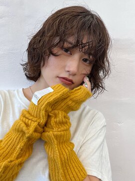 ガーデンヨコハマ(GARDEN YOKOHAMA) ココアベージュ小顔パーマボブ波巻き伸ばしかけミディアム